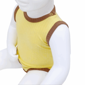 Body bébé sans manches en coton côtelé – Jaune et marron
