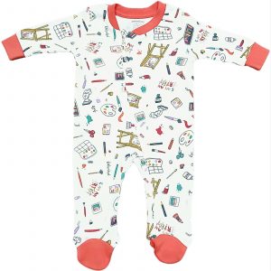 Grenouillère bébé avec fermeture éclair pour bébé de 0 à 9 mois Peintures
