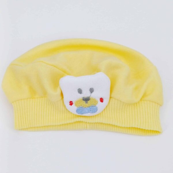 Bonnet bébé en coton avec motif ourson, 3-9 mois