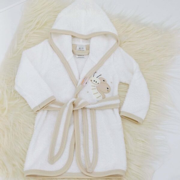 Peignoir bébé en coton 100% avec capuche et motif animal – Âge 0-1 an et 1-2 ans