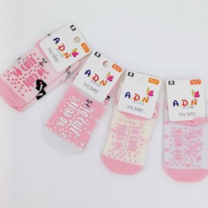 Lot de 4 paires de chaussettes enfant (3-4 ans) avec semelle antidérapante et motif « So Cute »