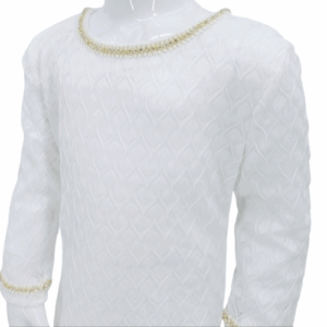Robe blanche élégante pour fille avec détails dorés – Disponible de 2 à 12 ans