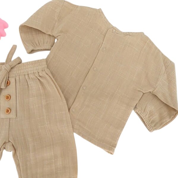 ensemble bébé été coton bio motif mouton drôle beige