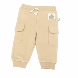 pantalon bébé coton bio beige avec poches cargo