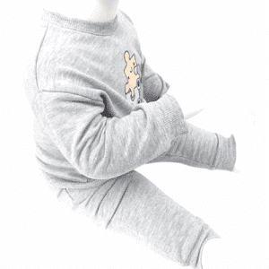 ensemble bébé coton bio gris puzzle avec sweat et pantalon