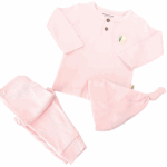 ensemble bébé coton bio rose pastel avec bonnet