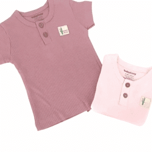 t-shirt bébé coton bio mauve manches courtes