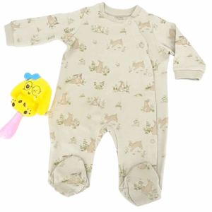 grenouillère bébé coton bio “Cute Rabbit” avec pieds
